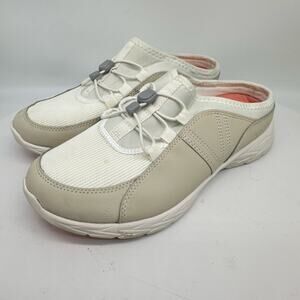 Vionic White and Tan Mesh Slip On Athletic Mule Sneakers Womens Size 8 Comfort